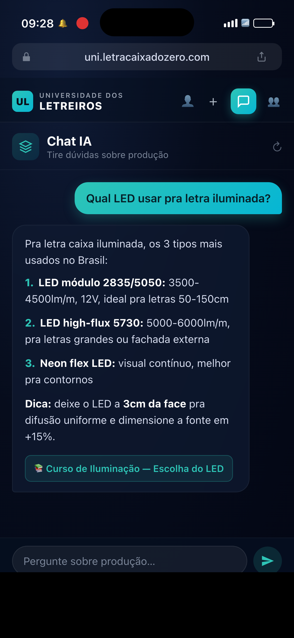 Chat IA - Qual LED usar